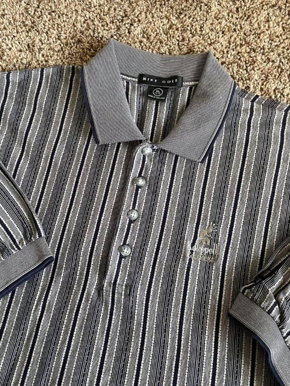 Vintage Nike Golf Polo Striped Grey XL Logo 90s Sportswear Swoosh Tiger Woods